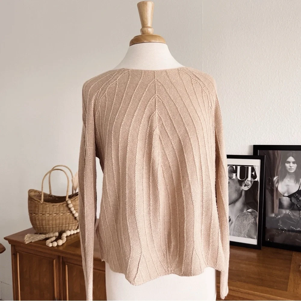 BEIGE LIGHTWEIGHT SWEATER TOP #0349 - Picture 6 of 9